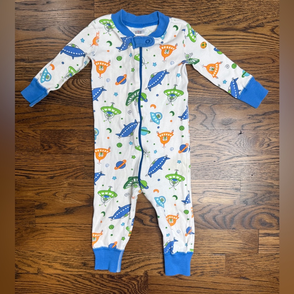 Hanna Andersson Boys  2-Way Zip Organic Cotton Space Adventure Pajamas 9-18 M